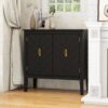 Vintage Style 2 Door Wooden Sideboard Cabinet For Living Room, Dining Room, Or Office - Black Wood - Image 4