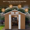 Heavy Duty Metal Storage Shed With Windows, Lockable Door & Ventilation Weatherproof Outdoor Garden Shed Iron - Brown - Image 10