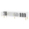 Modern TV Stand For Up To 70" TV, Entertainment Center TV Media Console Table, With 3 Shelves And 2 Cabinets, TV Console Cabinet Furniture For Living Room - White - Image 12