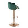 Claire - Contemporary / Glam Adjustable Bar Stool With Rounded T Footrest (Set of 2) - Gold / Green - Image 3