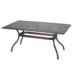 Celestine - Outdoor Cast Aluminum Dining Table With Floral Lattice Design And Umbrella Holder - Bronze
