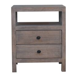 Acid - 2 Drawer Open Bedside Table - Gray Ash