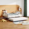 Full Size Daybed With Curved Handle Design And Twin Size Trundle - White - Image 12