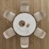 Modern 59'' Sintered Stone Dining Table With Round Turntable And Metal Pedestal 6 Person Set - White - Image 5