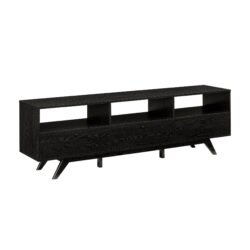 Modern Scandi 3 Door Low Profile TV Stand For TVs Up To 80" - Black