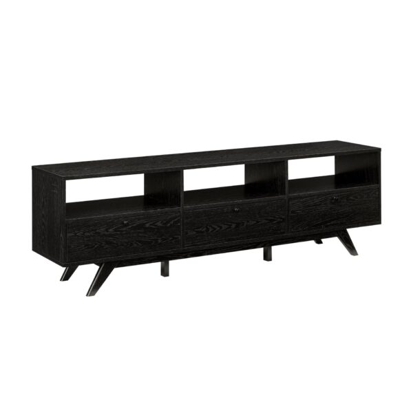 Modern Scandi 3 Door Low Profile TV Stand For TVs Up To 80" - Black