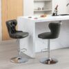Swivel Barstools Adjusatble Seat Height From 25-33", Modern Upholstered Chrome Base Bar Stools With Backs Comfortable Tufted For Home Pub And Kitchen Island - Dark Gray - Image 15