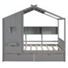 Full Size House Bed With 2 Drawers, Kids Bed With Storage Shelf - Gray - Image 3