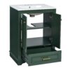 Bathroom Vanity With Ceramic Sink Combo, Modern Freestanding Storage Cabinet With Silver Handles, Soft Closing Doors - Green - Image 11