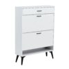 Shoe Cabinet, Shoe Storage Shelves, Metal Leg - White - Image 16