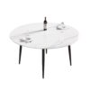 59.05" Modern Man-Made Stone Round Metal Dining Table-Position For 6 People - White / Black - Image 8
