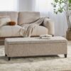 Glouster - Contemporary Storage Ottoman V2 With Upholstered Fabric - Sand - Image 3