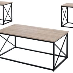3 Pieces Table Set, Coffee, End, Side, Accent - Brown / Black