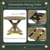 Functional Furniture Retro Style Dining Table Set With Extendable Table And 4 Upholstered Chairs For Dining Room And Living Room - Natural Wash - Image 26