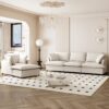 3 Piece Living Room Set Modular Sectional Couch Upholstered 3 Seater Sofa & 2 Armchairs 5 Seat - Beige - Image 9