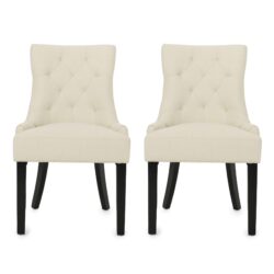 Cheney - Contemporary Dining Chair (Set of 2) Tufted Fabric Upholstery - Beige
