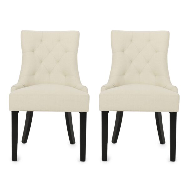 Cheney - Contemporary Dining Chair (Set of 2) Tufted Fabric Upholstery - Beige