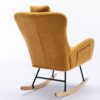 35.5" Rocking Chair With Pocket, Soft Teddy Fabric Rocking Chair For Nursery, Comfy Wingback Glider Rocker With Safe Solid Wood Base For Living Room Bedroom Balcony - Turmeric - Image 9