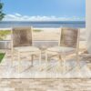 Cordoba - Dining Chair (Set of 2) With Acacia Wood Frame And Water Repellent Fabric - Beige / Yellow - Image 2