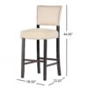 Barstools With Rivet Decoration (Set of 2), Wood Frame, Bar Chairs For Kitchen Island - Beige - Image 3