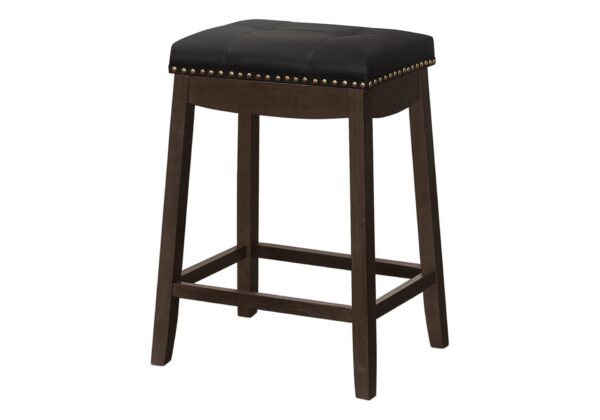 Bar Stool Counter Height, Saddle Seat, Transitional (Set of 2) - Espresso