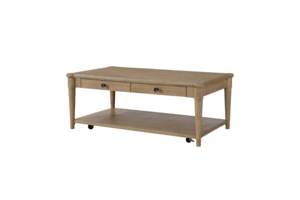 Cocktail Table With Two Storage Drawers And Casters - Sand