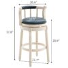 29.5'' Leather Wooden Bar Stool - Cream / Blue - Image 4