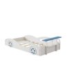 Twin Bed With Wheels For Teens Wooden Race Car Bed, Car Shaped Platform - White / Blue - Image 6
