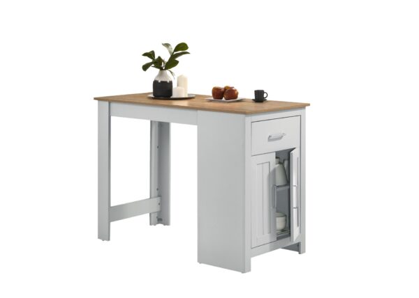 Alonzo - Small Space Counter Height Dining Table With Cabinet And Drawer Storage - Oak And White