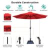 8.8' Outdoor Aluminum Patio Umbrella, Patio Umbrella, Market Umbrella With 42 Pounds Round Resin Umbrella Base, Push Button Tilt And Crank Lift - Red - Image 6