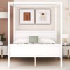 Queen Size Canopy Platform Bed With Headboard And Footboard, Slat Support Leg - White - Image 13