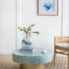 Unique Hyperion Capiz Inlay Drum Coffee Table With Pedestal Base - Multi - Image 5