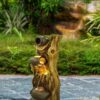 Decorative 3 Tier Tree Trunk Fountain With Lights And Pump - Brown - Image 5