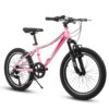 20" Children's Bicycle Shock Absorbing Front Fork 7 Speed V Brakes Mountain Tire Boys And Girls Kids Bike For Outdoor Adventure - Pink - Image 5