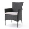 Dimensional Outdoor Dining Chair With Cushion Seat And Iron Frame (Set of 2) - Gray - Image 5