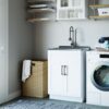 Hennessy - Deluxe Laundry Cabinet With Faucet And Stainless Steel Sink - Pure White - Image 7
