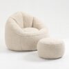 Bedding Bean Bag Sofa Chair High Pressure Foam Bean Bag Chair Adult Material With Padded Foam Padding Compressed Bean Bag With Footrest - Beige - Image 20
