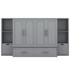 Queen Size Murphy Bed With Shelves, Drawers And USB Ports - Gray - Image 5