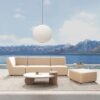 Cleo - Modular Upholstered Patio Ottoman Axroma Olefin - Almond Beige - Image 5