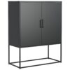 Heavy Duty Metal Buffet Sideboard Modern Steel Storage Cabinet With 2 Shelves, Free Standing Accent Cabinet With Magnetic Doors For Bedroom, Kitchen, And Home Office, Anti-Tip Design - Black - Image 12