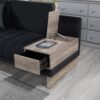 Memphis - Velvet Reversible Sectional Sofa Ottoman With Storage Compartment, Drawer, USB ports, Charging Outlets - Image 3