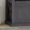 Wood Bench With 2 Open Shelves And Water Resistant Cushion - Dark Gray - Image 8