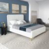Valery - King Size Platform Bed - Cream - Image 11
