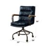 Harith II - Top Grain Leather Office Chair - Vintage Blue - Image 5