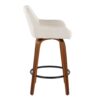 Daniella - Contemporary Fixed Height Counter Stool With Swivel With Round Footrest (Set of 2) - Walnut / Cream - Image 3