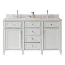 Fully Assembled 60'' Freestanding Double Sinks Bathroom Vanity With Quartz Top - White