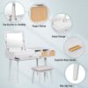 Classic Wood Makeup Vanity Set With Flip-Top Mirror And Stool, Dressing Table With Three Drawers And Storage Space - White - Image 5