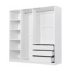 Doorless Storage Wardrobe For Dedroom With Shelves And 3 Drawers - White - Image 3
