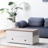 Luna - Coffee Table With Walnut Finish Lift Top, 2 Drawers, And 2 Shelves - White And Brown - Image 12