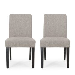 Contemporary Dining Chair With Upholstered Seating - Light Gray